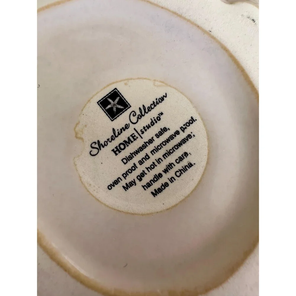Set of 3 sea shell ceramic bowls planters by Shoreline Collection